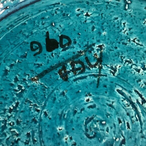 Aldo Londi Bitossi Lacrima Remini Blue Ceramic Ashtray Italy MCM Vintage RARE - Picture 5 of 5